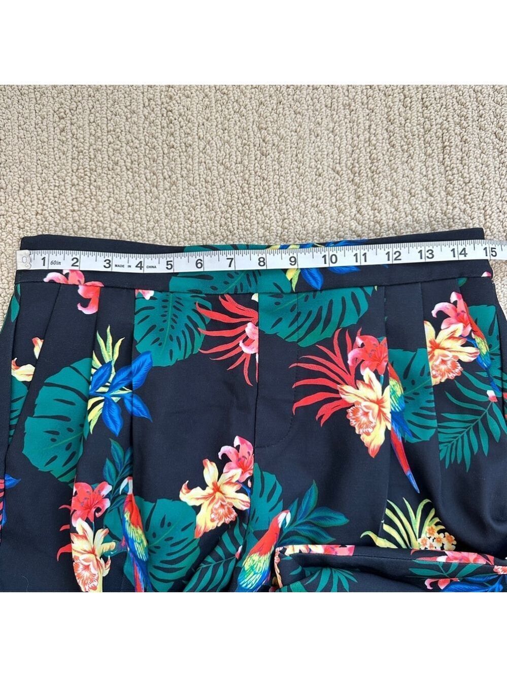 Women's Contemporaine Pants Black Multi Tropical Size 8 - Picture 8 of 10